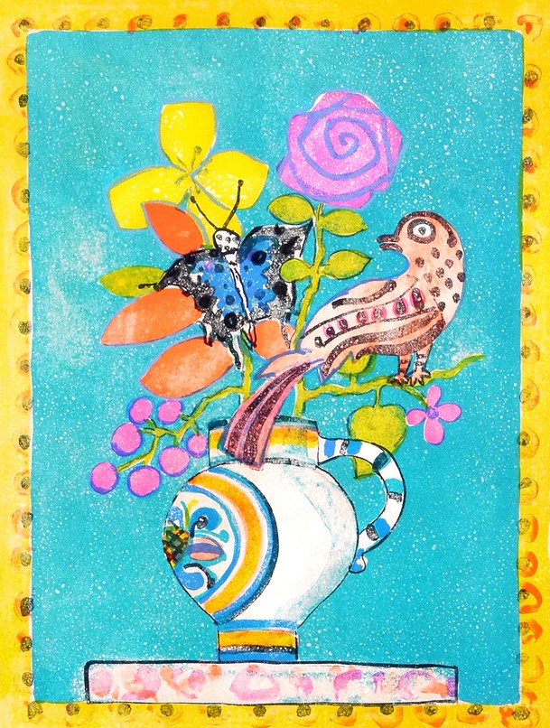 ポール・アイズピリの絵画作品　タイトルは、青い蝶